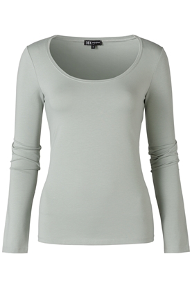 Afbeeldingen van Katoenen basis top lange mouw - Groen/Blauw/Grijs/Paars - Maten XS-XXL