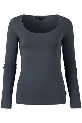 Afbeeldingen van Katoenen basis top lange mouw - Groen/Blauw/Grijs/Paars - Maten XS-XXL