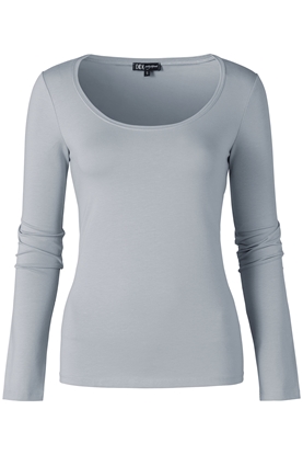 Afbeeldingen van Katoenen basis top lange mouw - Groen/Blauw/Grijs/Paars - Maten XS-XXL